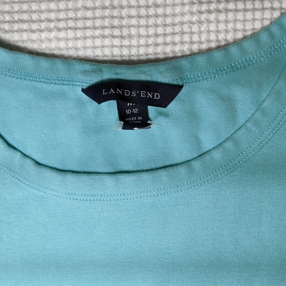 Lands End crew neck cotton tank top cyan/turquoise - Picture 3 of 7